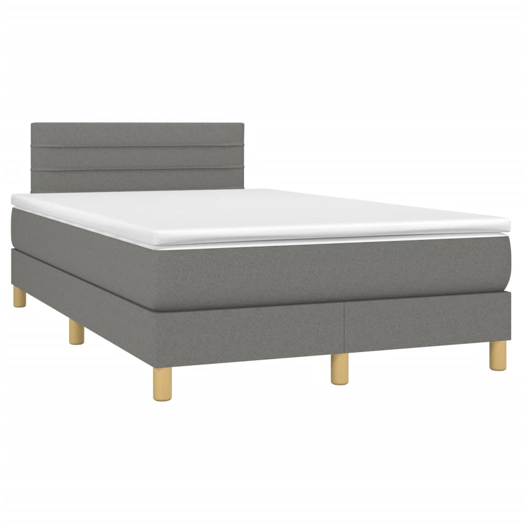 vidaXL Pat box spring cu saltea, gri închis, 120x190 cm, textil