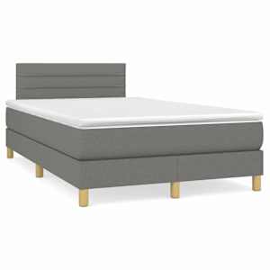 Box spring postelja z vzmetnico temno siva 120x190 cm blago