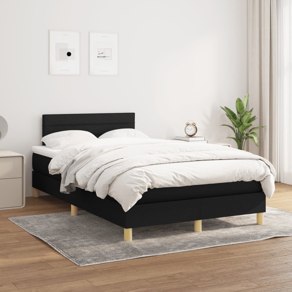 vidaXL Boxspring met matras stof zwart 120x190 cm afbeelding