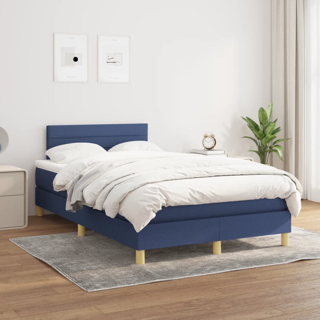 vidaXL Boxspring met matras stof blauw 120x190 cm, foto 2