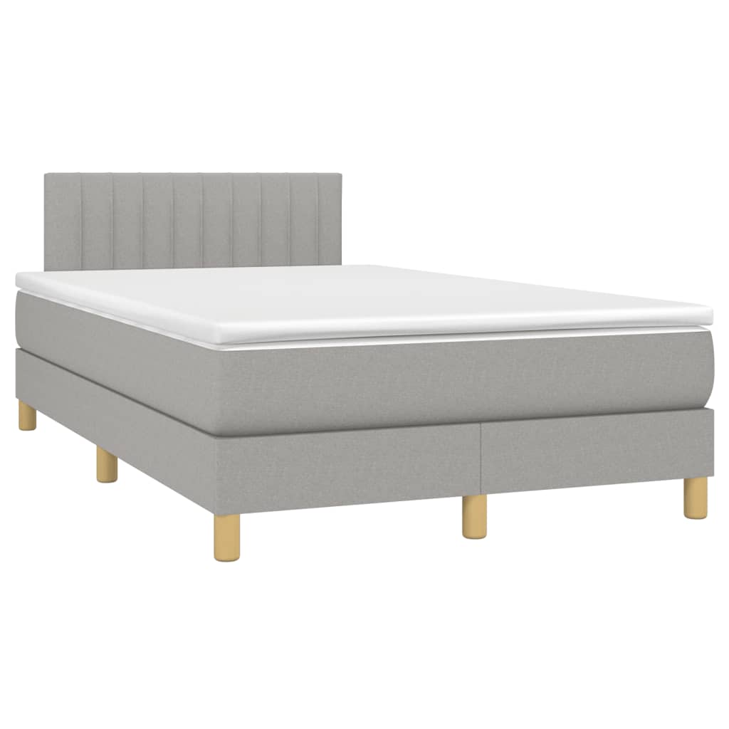 vidaXL Boxspring met matras stof lichtgrijs 120x190 cm grijs, foto 3