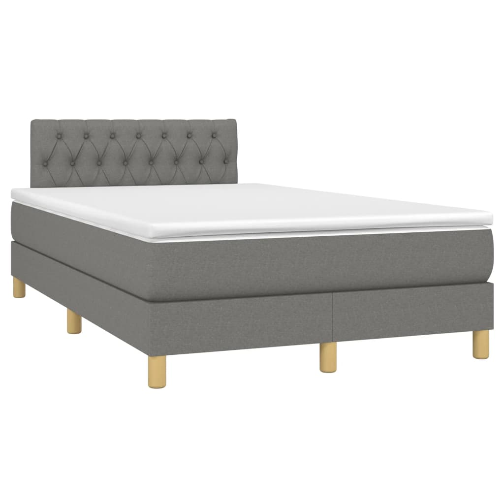 vidaXL Boxspring met matras stof donkergrijs 120x190 cm grijs, foto 3