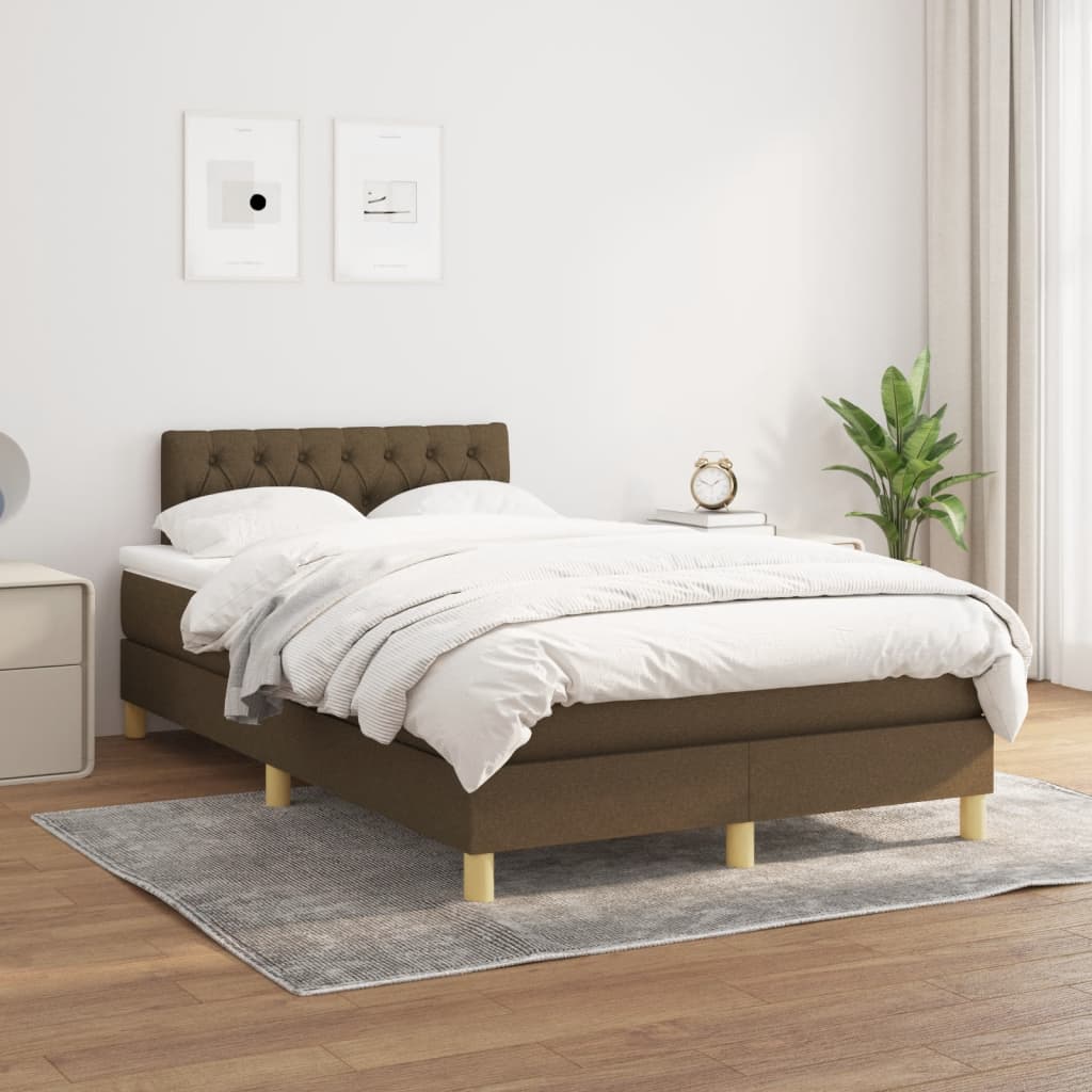vidaXL Boxspring met matras stof donkerbruin 120x190 cm bruin, foto 2
