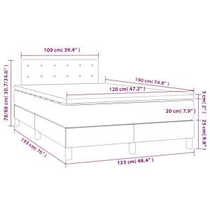 Box spring postel s matrací tmavě hnědá 120x190 cm textil - obrázek 9
