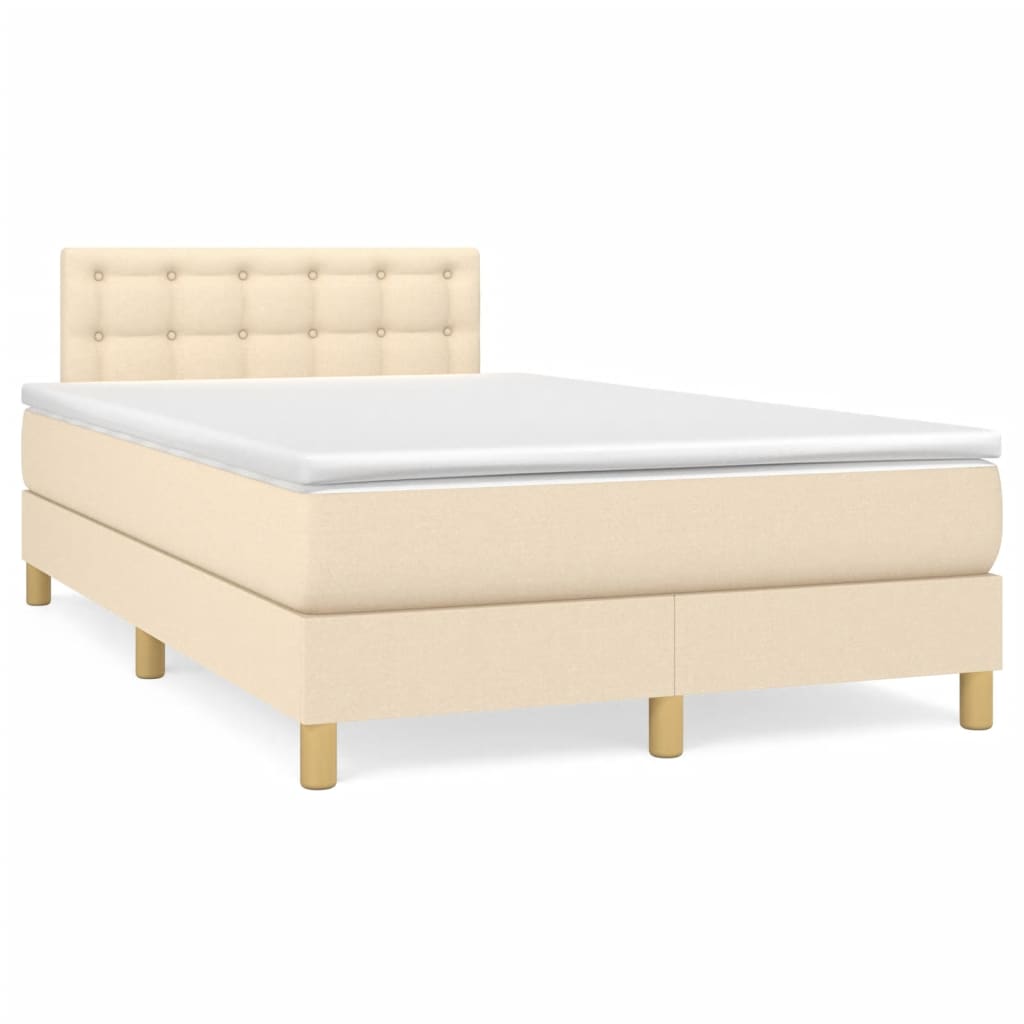 Boxspringbett mit Matratze Creme 120×190 cm Stoff