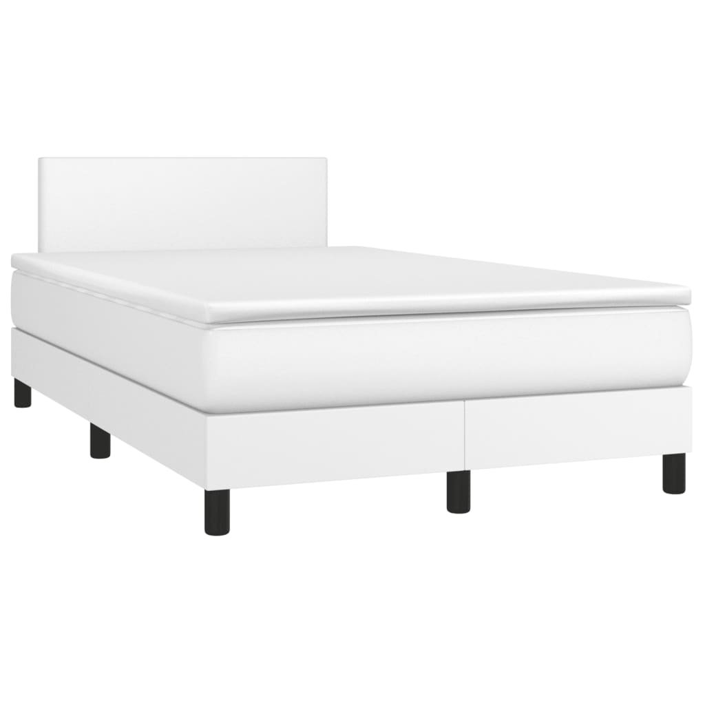 vidaXL Box spring postelja z vzmetnico bel 120x190 cm umetno usnje