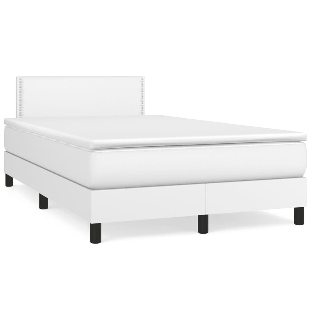 vidaXL kontinentalseng med madras 120x190 cm kunstlæder hvid