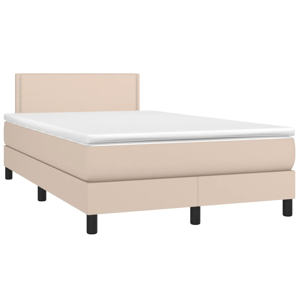 vidaXL Box spring postelja z vzmetnico kapučino 120x190cm umetno usnje