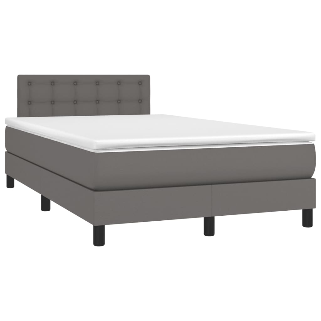 vidaXL Boxspring met matras kunstleer grijs 120x190 cm, foto 3