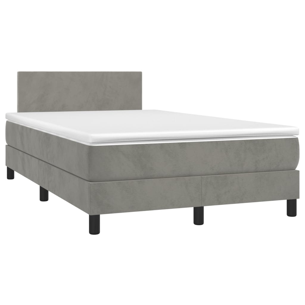 vidaXL Box spring postel s matrací světle šedá 120x190 cm samet
