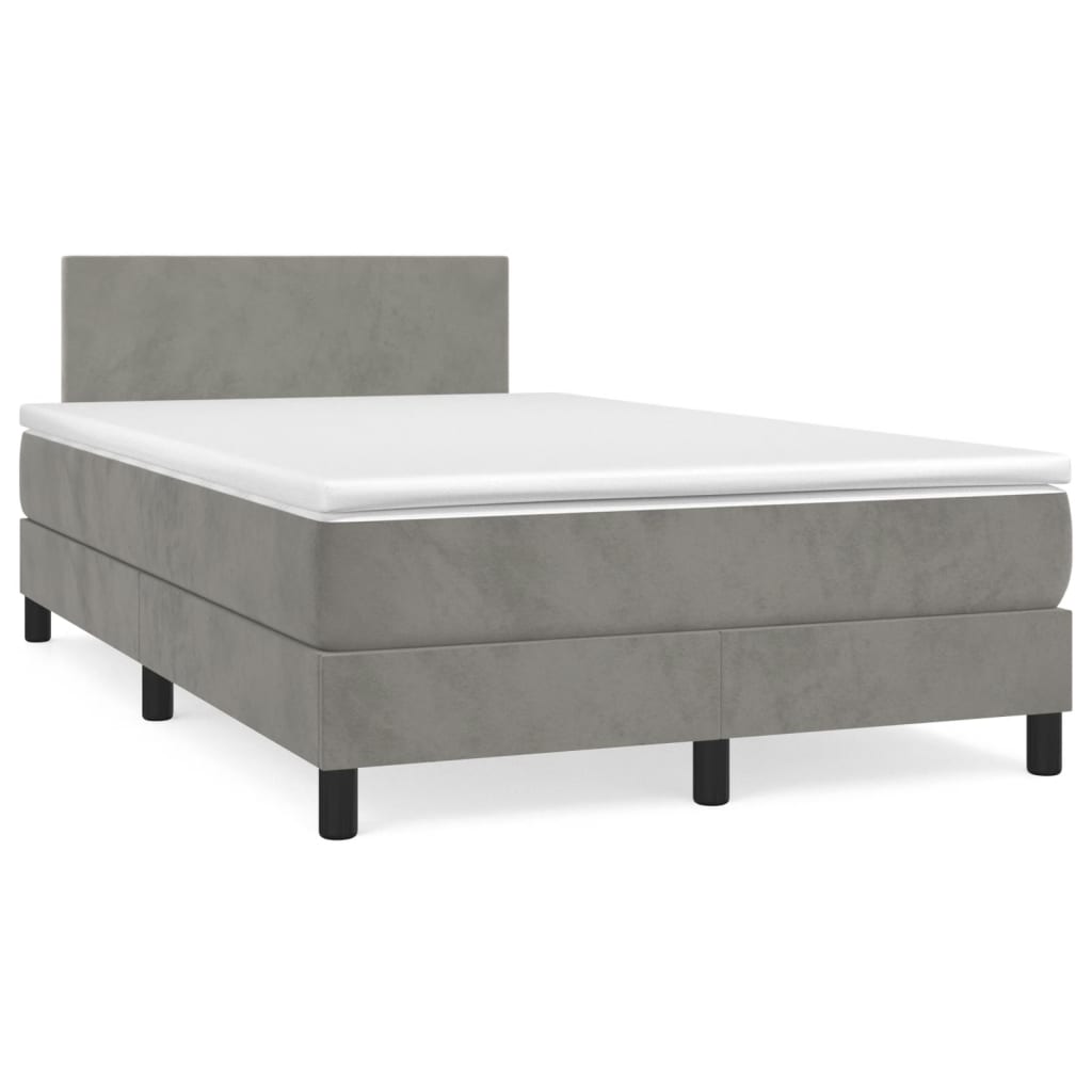 Box spring postel s matrací světle šedá 120x190 cm samet