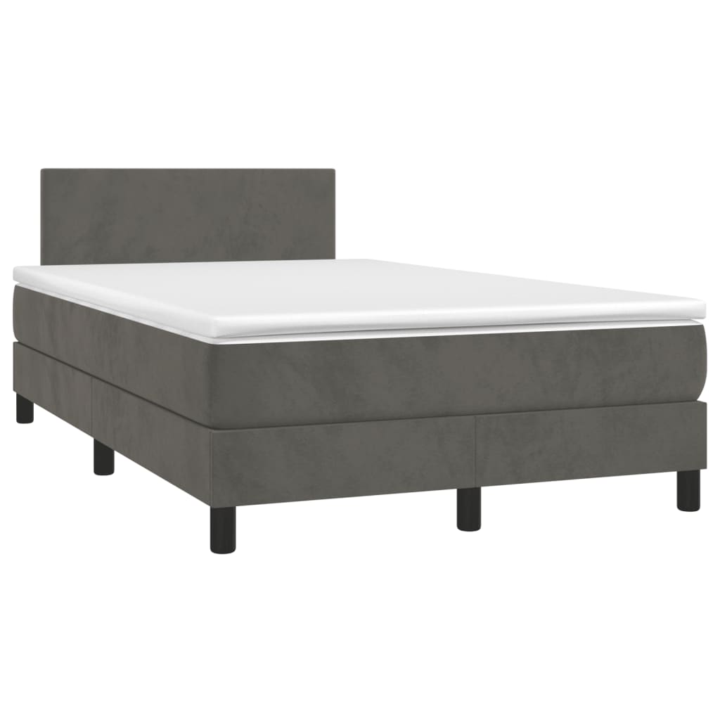 vidaXL Boxspring met matras fluweel donkergrijs 120x190 cm grijs, foto 3