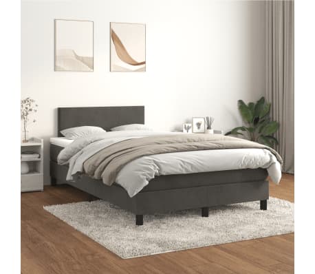 vidaXL Cama boxspring com colchão 120x190 cm veludo cinzento-escuro