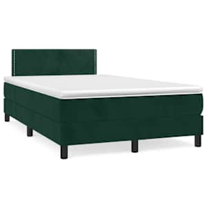 Box spring postelja z vzmetnico temno zelen 120x190 cm žamet