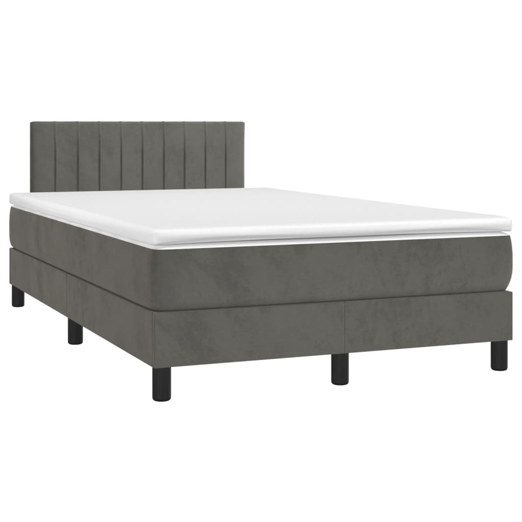 Thumbnail - vidaXL Boxspringbett mit Matratze Dunkelgrau 120x190 cm Samt