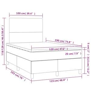 Box spring postel s matrací tmavě šedá 120x190 cm textil - obrázek 9