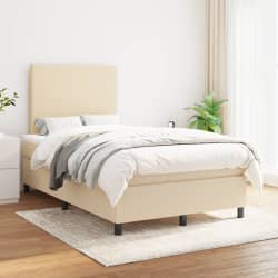 vidaXL Rams&auml;ng med madrass gr&auml;ddvit 120x190 cm tyg