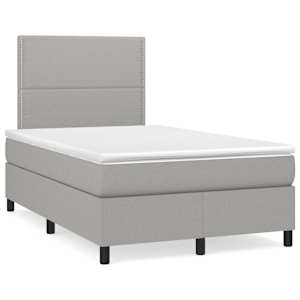 Boxspring postelja z vzmetnico svetlo siva 120x190 cm blago