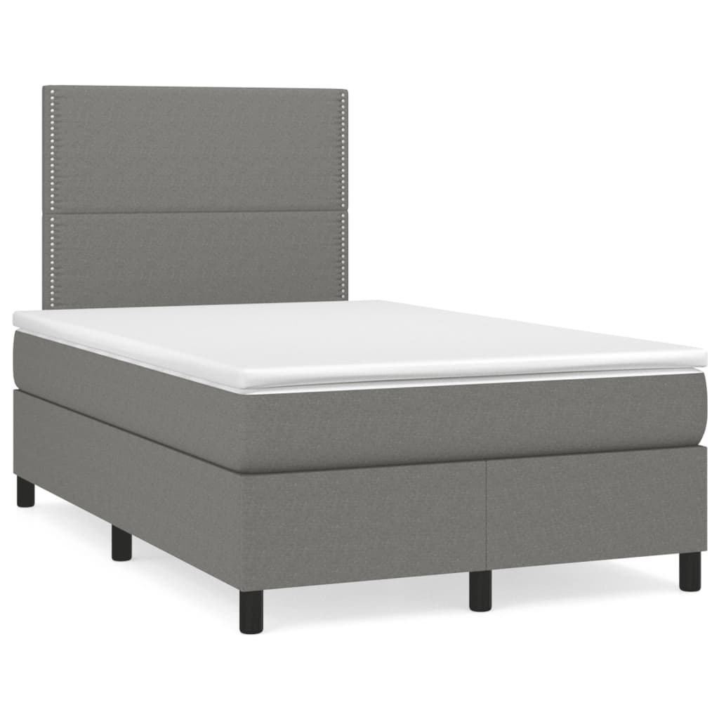 Boxspringbett mit Matratze Dunkelgrau 120×190 cm Stoff