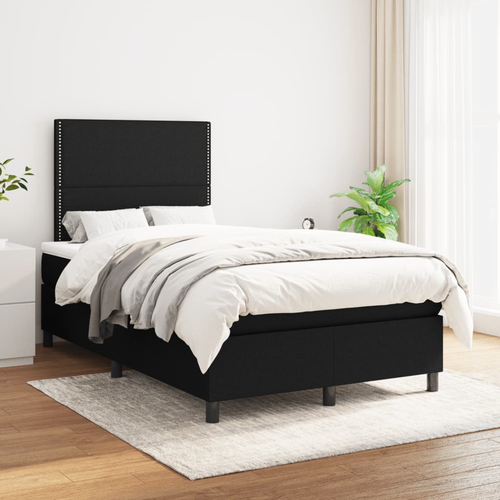 vidaXL Boxspring met matras stof zwart 120x190 cm afbeelding