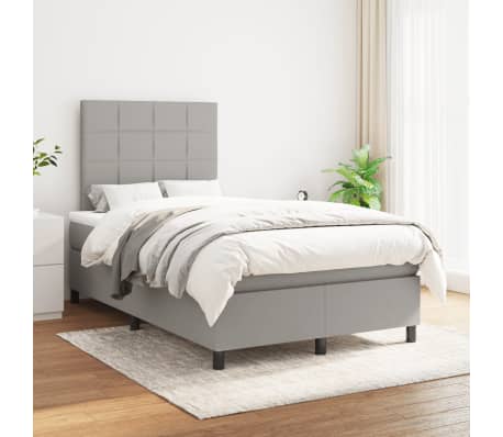 vidaXL Κρεβάτι Boxspring με Στρώμα Ανοιχτό Γκρι 120x190 εκ. Υφασμάτινο
