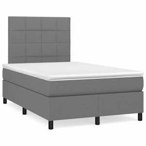 Box spring postelja z vzmetnico temno siva 120x190 cm blago