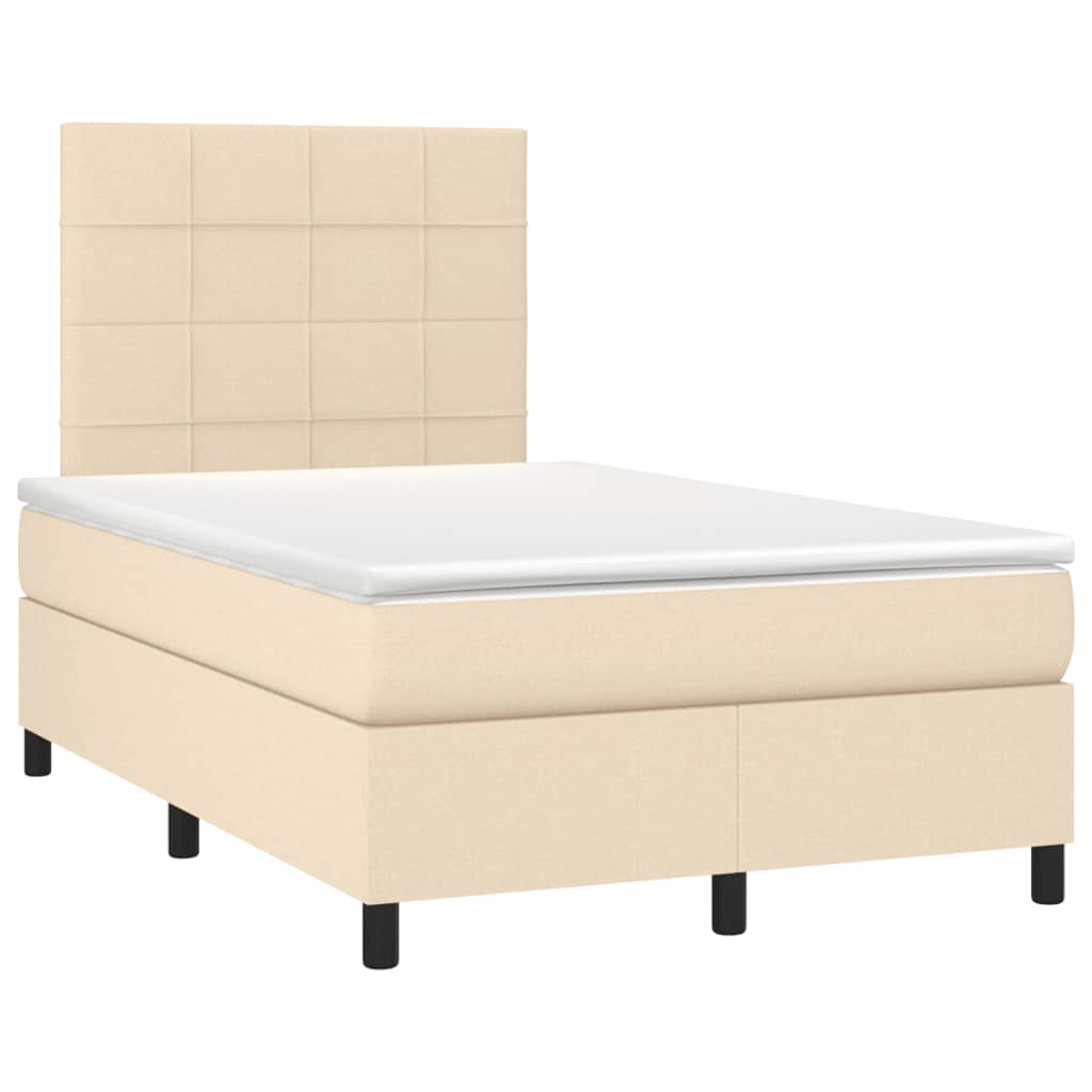 vidaXL Boxspring met matras stof crèmekleurig 120x190 cm, foto 3