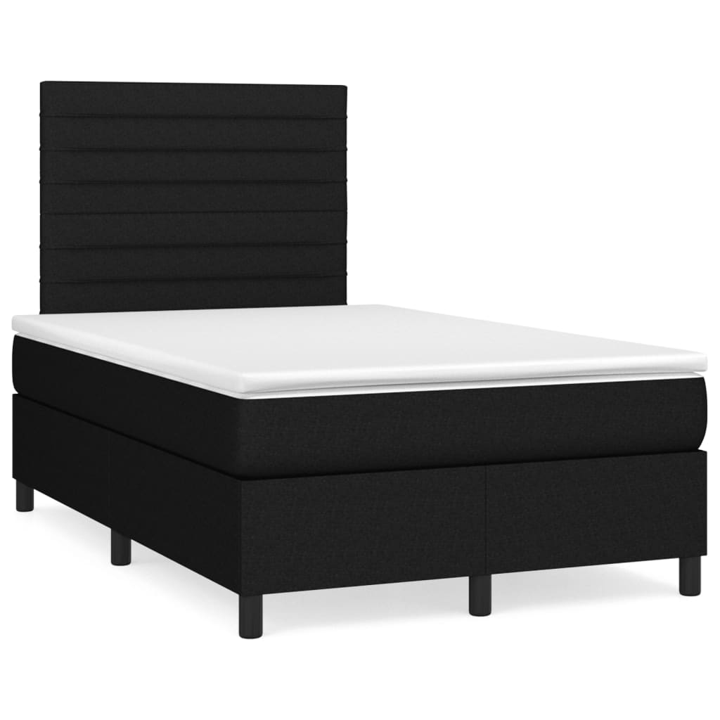 vidaXL Pat box spring cu saltea, negru, 120x190 cm, catifea