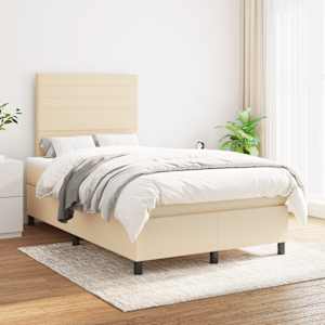 Box spring postel s matrací krémová 120x190 cm textil - obrázek 3