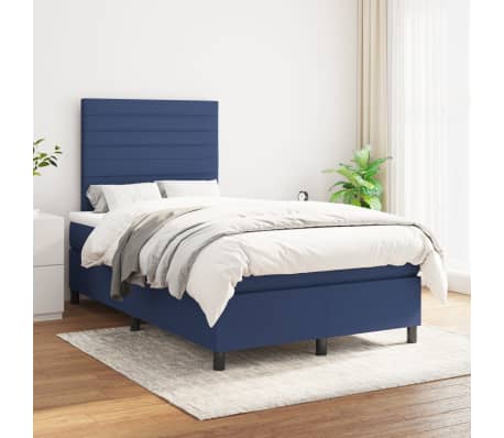vidaXL Boxspringbett mit Matratze Blau 120x190 cm Stoff