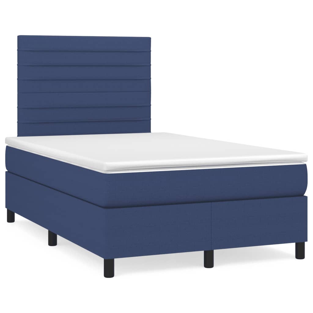 vidaXL Boxspringbett mit Matratze Blau 120x190 cm Stoff