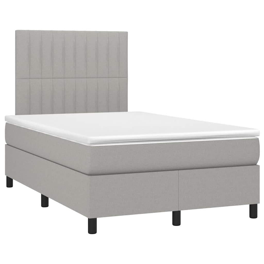 vidaXL Boxspring met matras stof lichtgrijs 120x190 cm grijs, foto 4