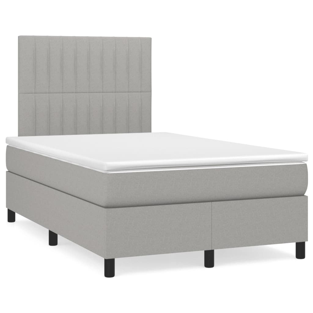 vidaXL Boxspringbett mit Matratze Hellgrau 120x190 cm Stoff