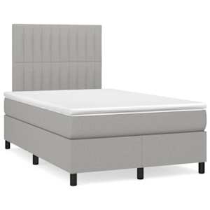Boxspring postelja z vzmetnico svetlo siva 120x190 cm blago