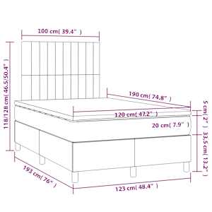Box spring postelja z vzmetnico temno siva 120x190 cm blago - slika 9