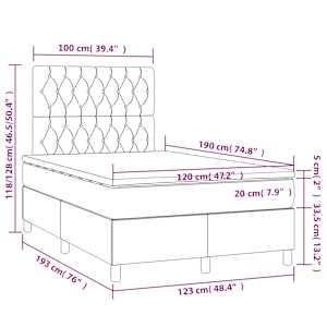 Boxspring postelja z vzmetnico svetlo siva 120x190 cm blago - slika 9