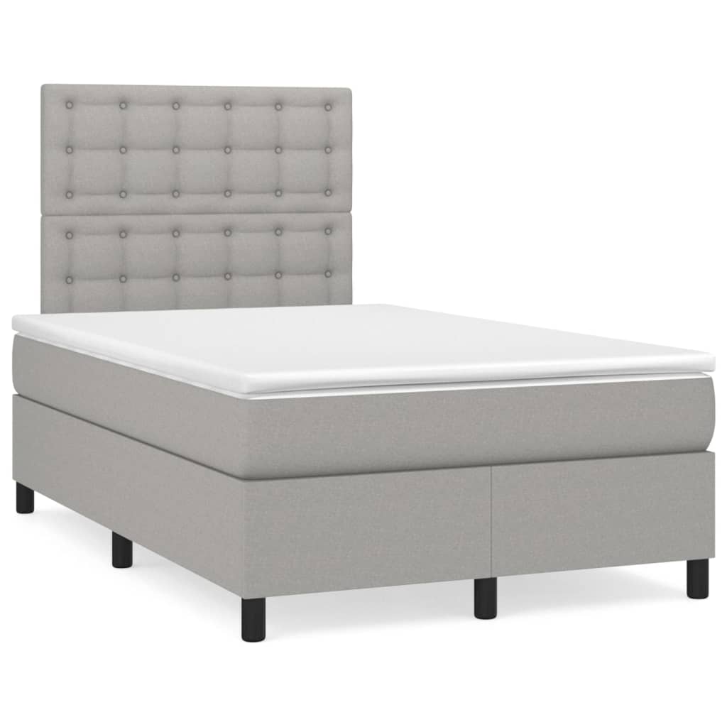 Boxspringbett mit Matratze Hellgrau 120×190 cm Stoff