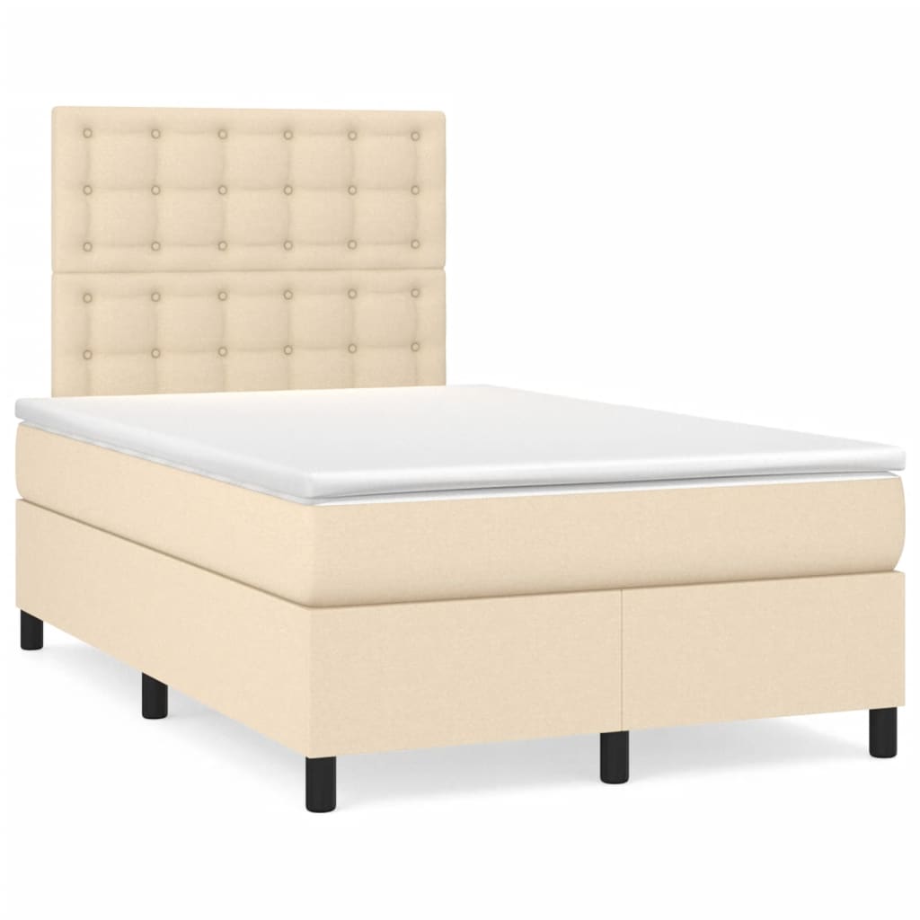 Boxspringbett mit Matratze Creme 120×190 cm Stoff