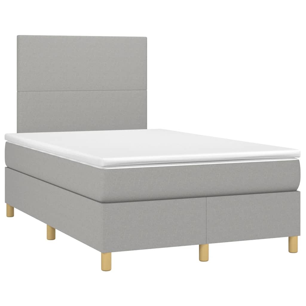 vidaXL Pat box spring cu saltea, gri deschis, 120x190 cm, textil