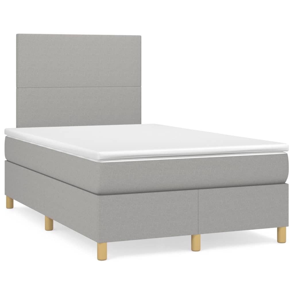 Boxspringbett mit Matratze Hellgrau 120×190 cm Stoff