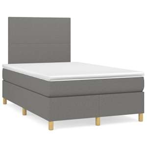 Box spring postelja z vzmetnico temno siva 120x190 cm blago