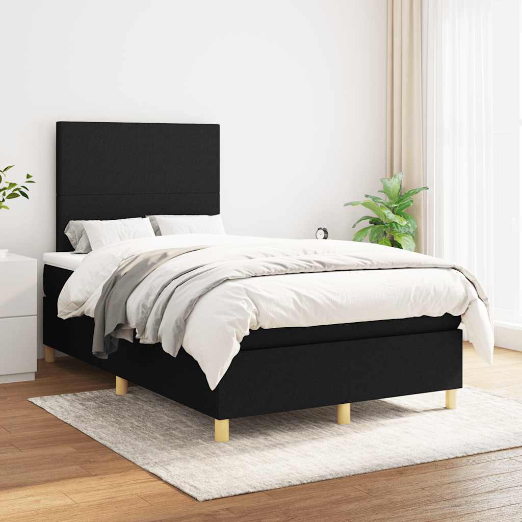 vidaXL Boxspring met matras stof zwart 120x190 cm afbeelding