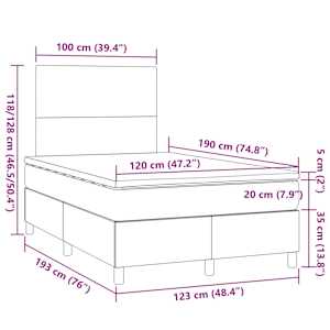 Box spring postelja z vzmetnico črna 120x190 cm blago - slika 9