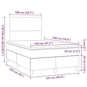 Box spring postel s matrací taupe 120x190 cm textil - obrázek 9