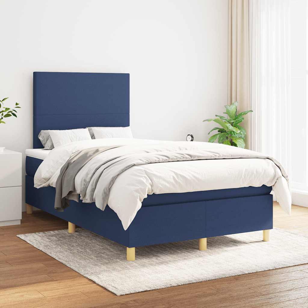 Thumbnail - vidaXL Boxspringbett mit Matratze Blau 120x190 cm Stoff