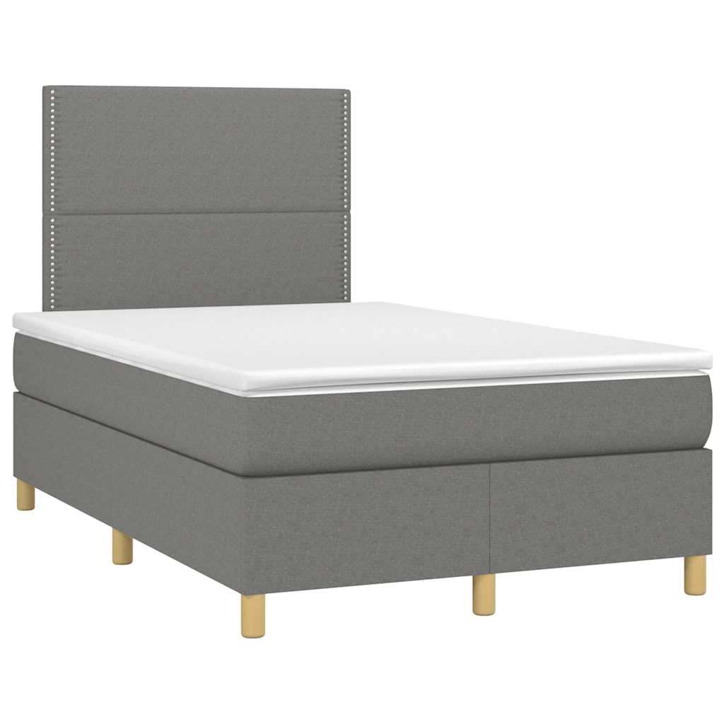 vidaXL Boxspring met matras stof donkergrijs 120x190 cm grijs, foto 3