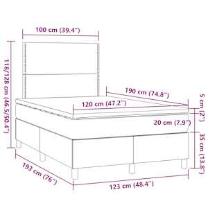 Box spring postel s matrací tmavě šedá 120x190 cm textil - obrázek 9
