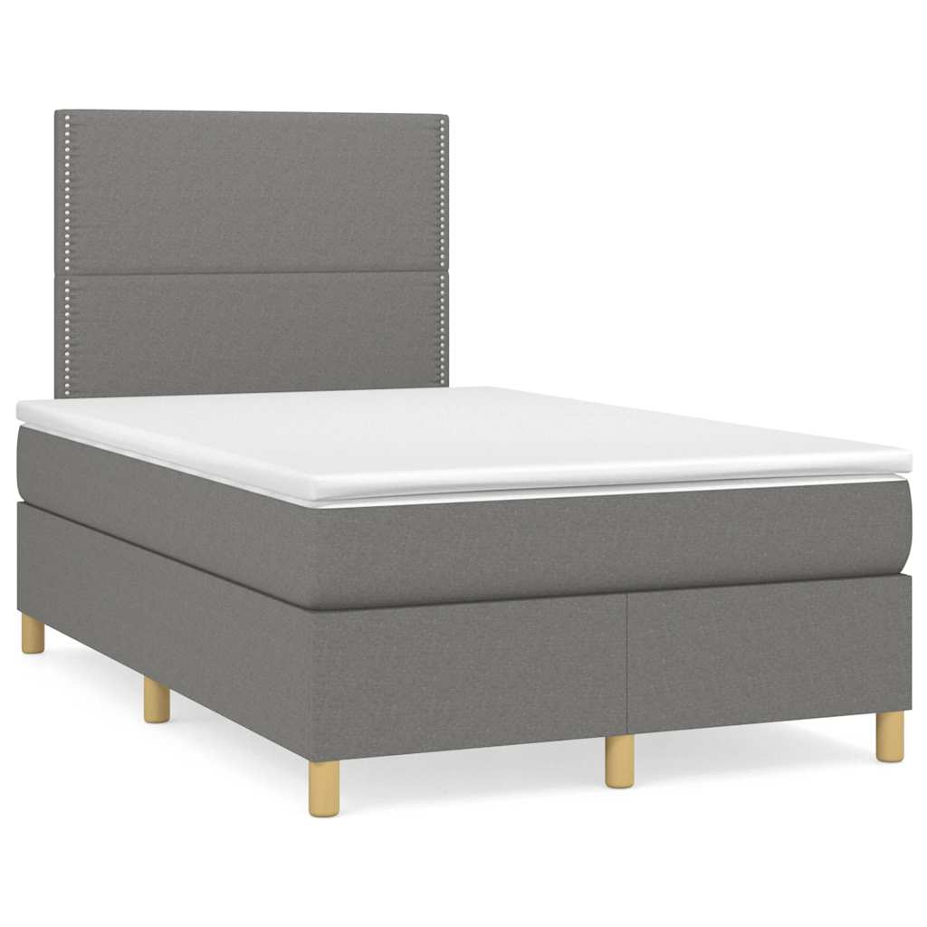 vidaXL Boxspringbett mit Matratze Dunkelgrau 120x190 cm Stoff