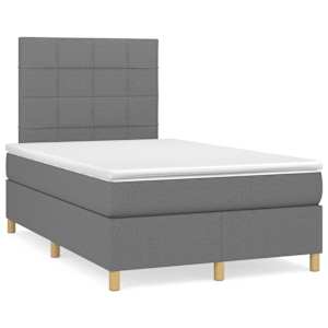 Box spring postelja z vzmetnico temno siva 120x190 cm blago