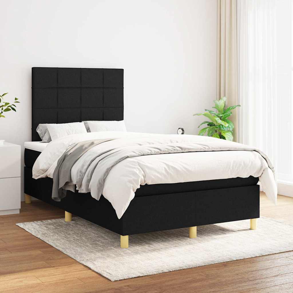 vidaXL Boxspring met matras stof zwart 120x190 cm afbeelding
